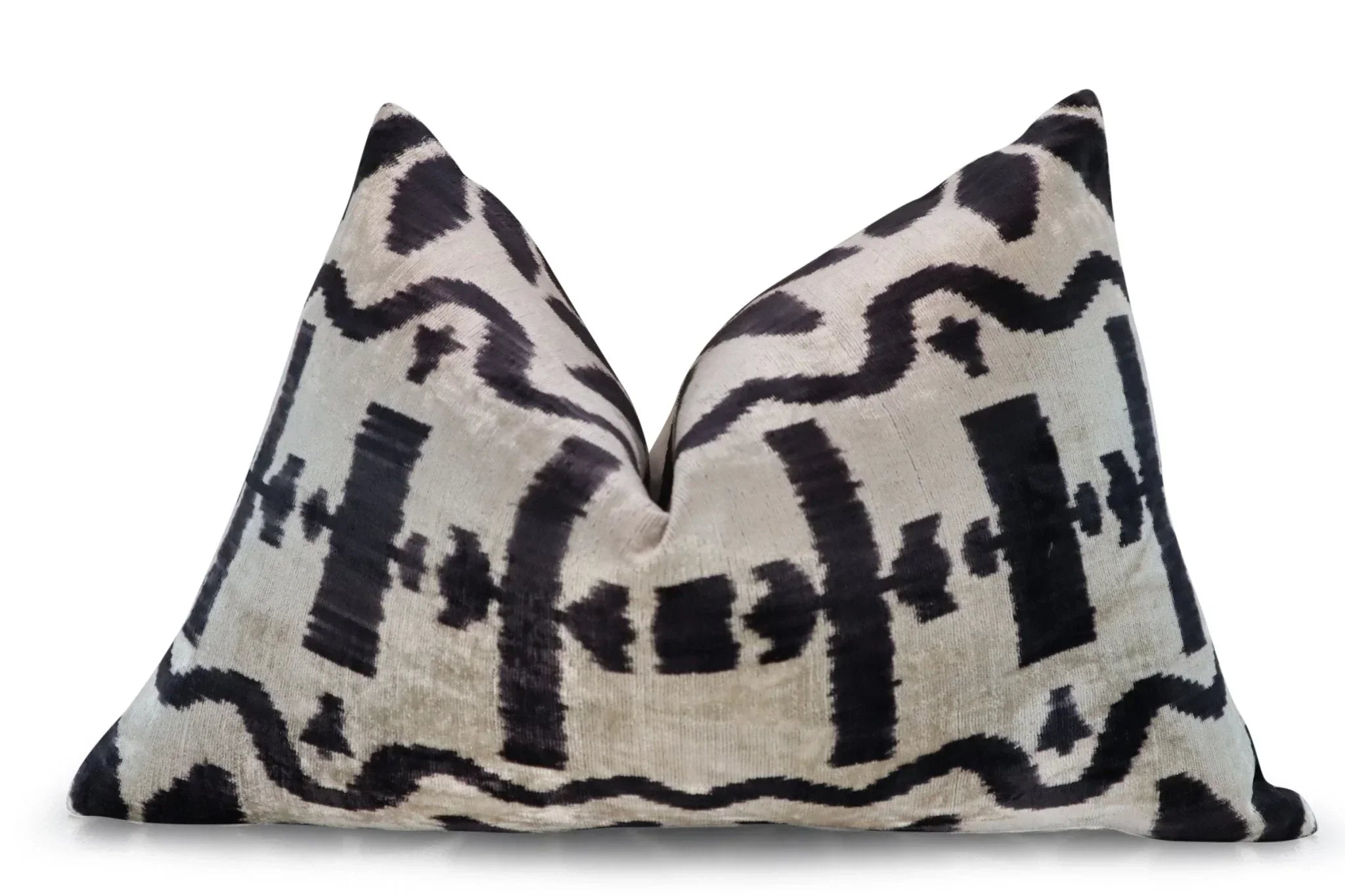 Canvello Black White Handmade 16x24 Silk Velvet Pillow, Organic Veg Dyed, Down/Feather Filled Canvello