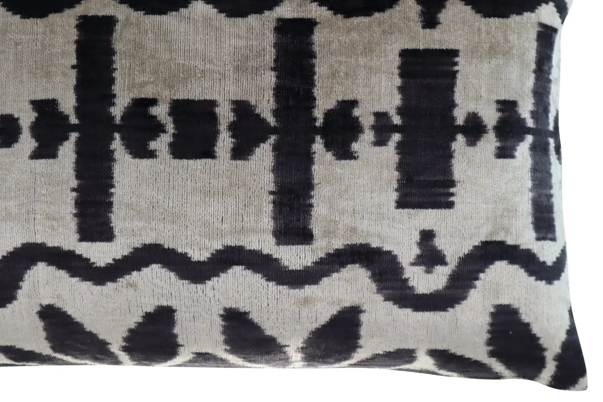 Canvello Black White Handmade 16x24 Silk Velvet Pillow, Organic Veg Dyed, Down/Feather Filled Canvello