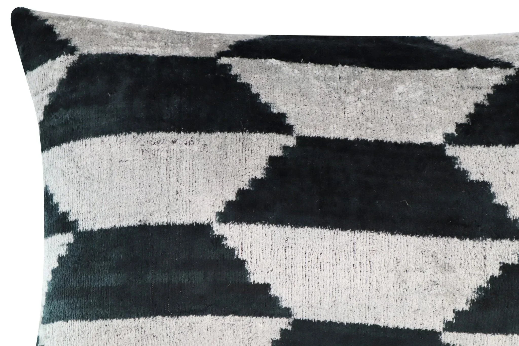 Canvello Black White Handmade 16x24 Silk Velvet Pillow, Organic Veg Dyed, Down/Feather Filled Canvello