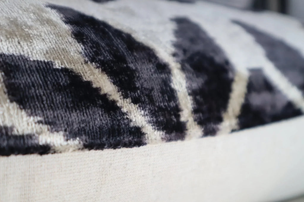 Canvello Black White Handmade 16x24 Silk Velvet Pillow, Organic Veg Dyed, Down/Feather Filled Canvello