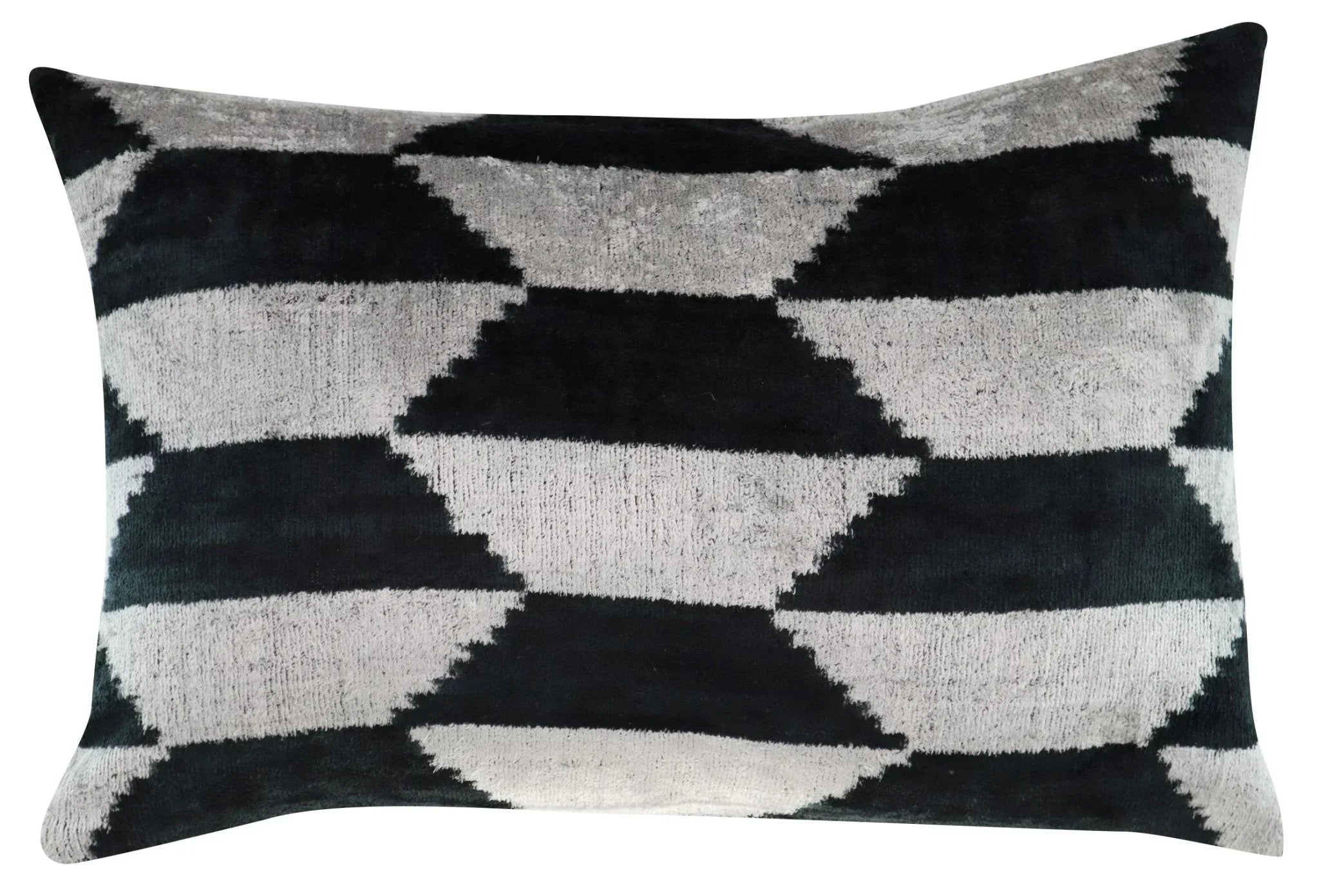 Canvello Black White Handmade 16x24 Silk Velvet Pillow, Organic Veg Dyed, Down/Feather Filled Canvello