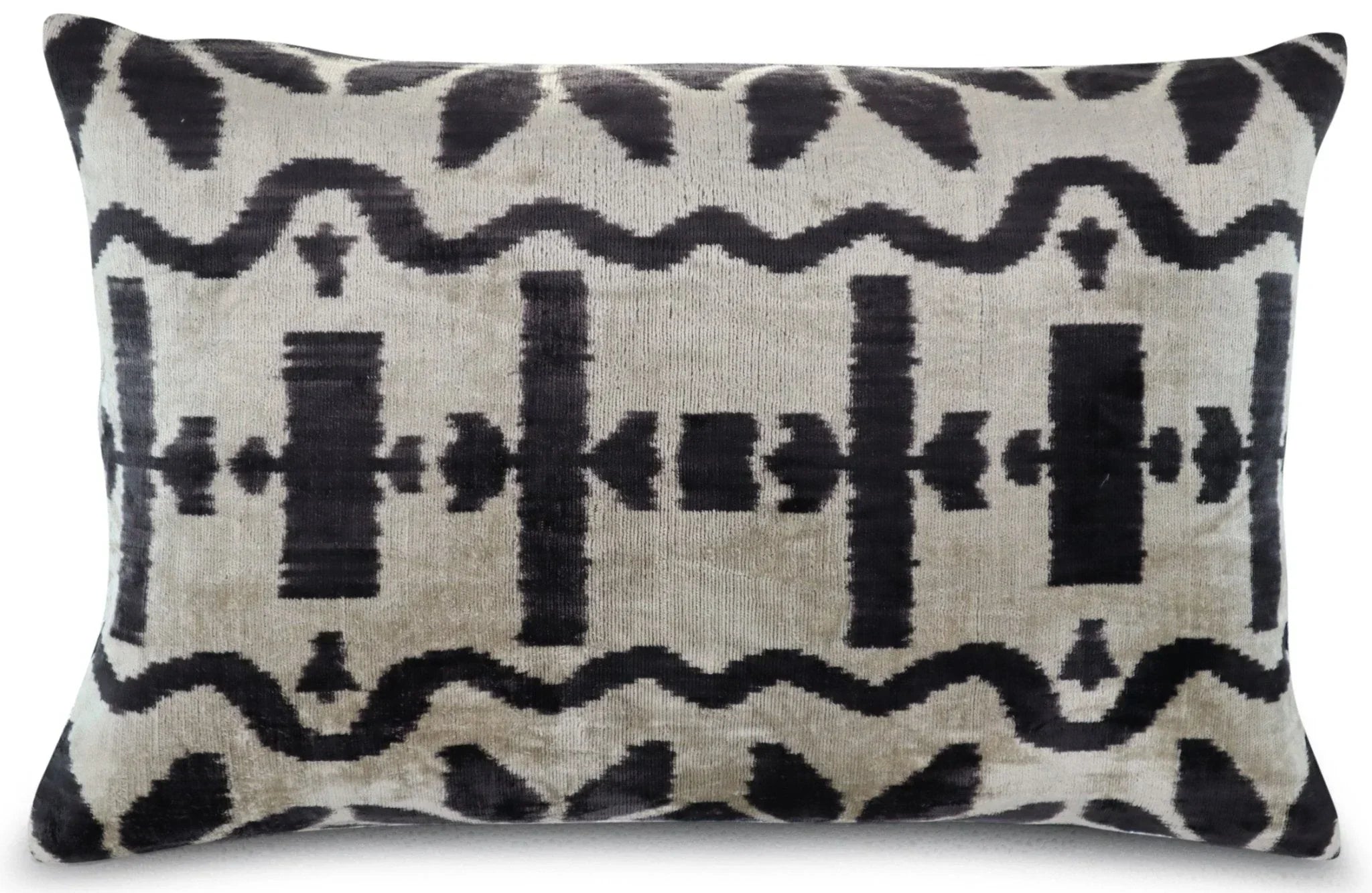 Canvello Black White Handmade 16x24 Silk Velvet Pillow, Organic Veg Dyed, Down/Feather Filled Canvello