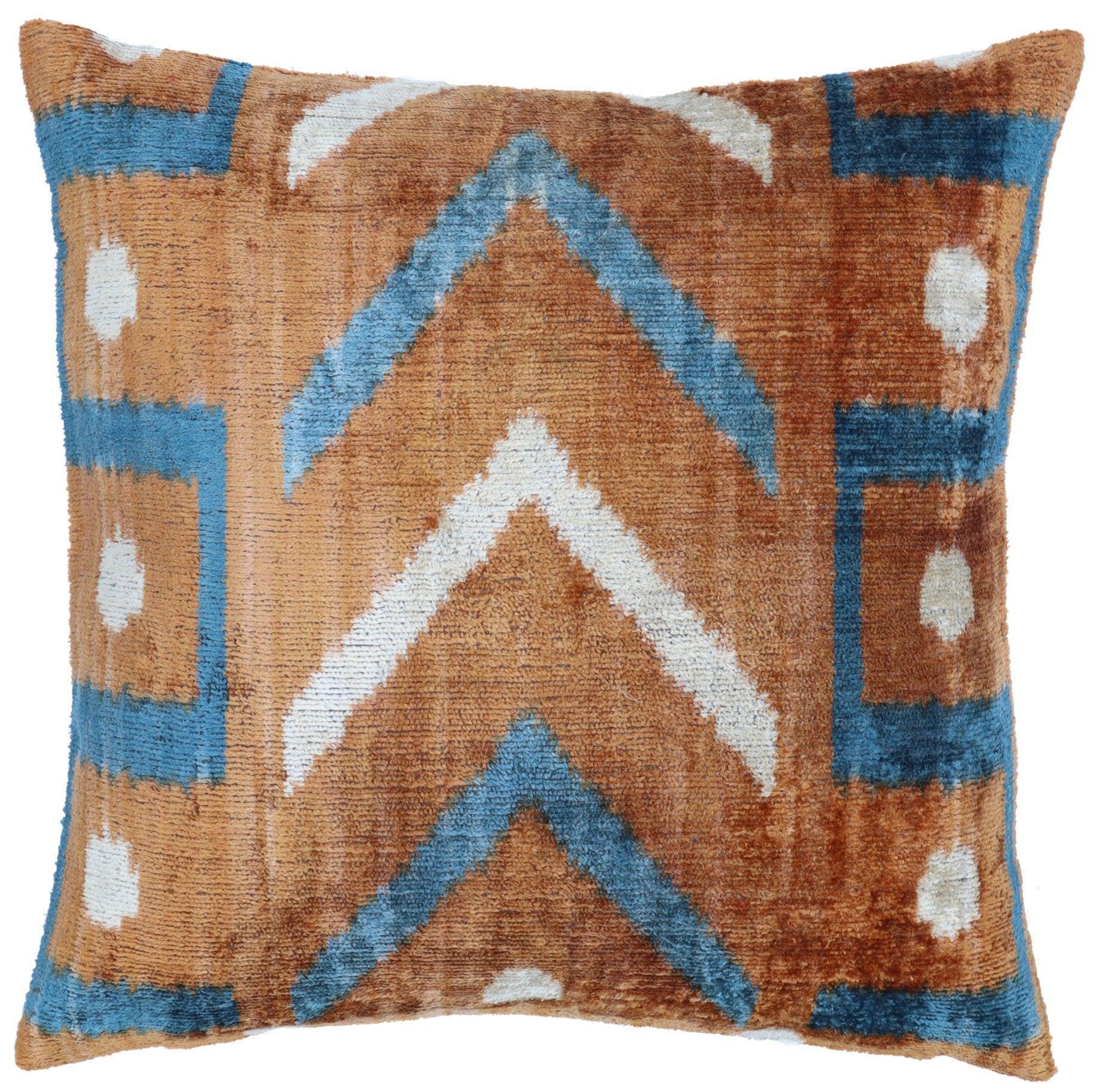 Canvello Blue And Brown Pillows For Living Room - 16x16 inch Canvello