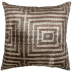 Canvello Brown Velvet Turkish Ikat Pillow - 16'' X 16'' Canvello