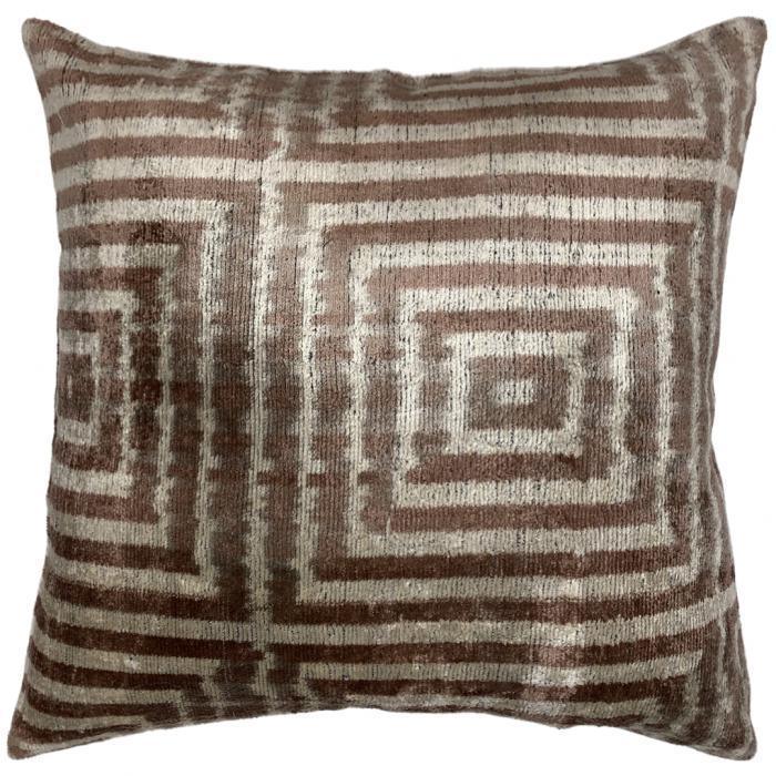 Canvello Brown Velvet Turkish Ikat Pillow - 16'' X 16'' Canvello