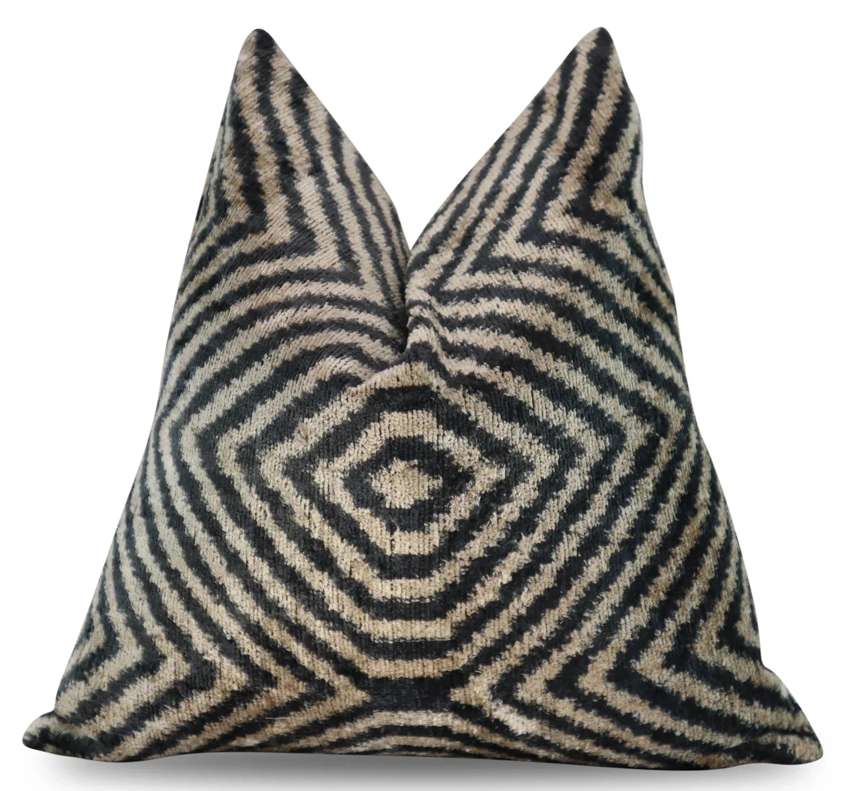 Canvello Decorative Black Ivory Chevron Throw Pillow Down Feather Filled - 16x16 in Canvello