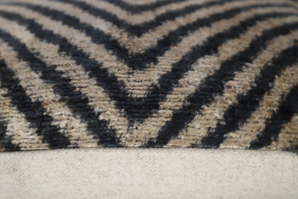Canvello Decorative Black Ivory Chevron Throw Pillow Down Feather Filled - 16x16 in Canvello