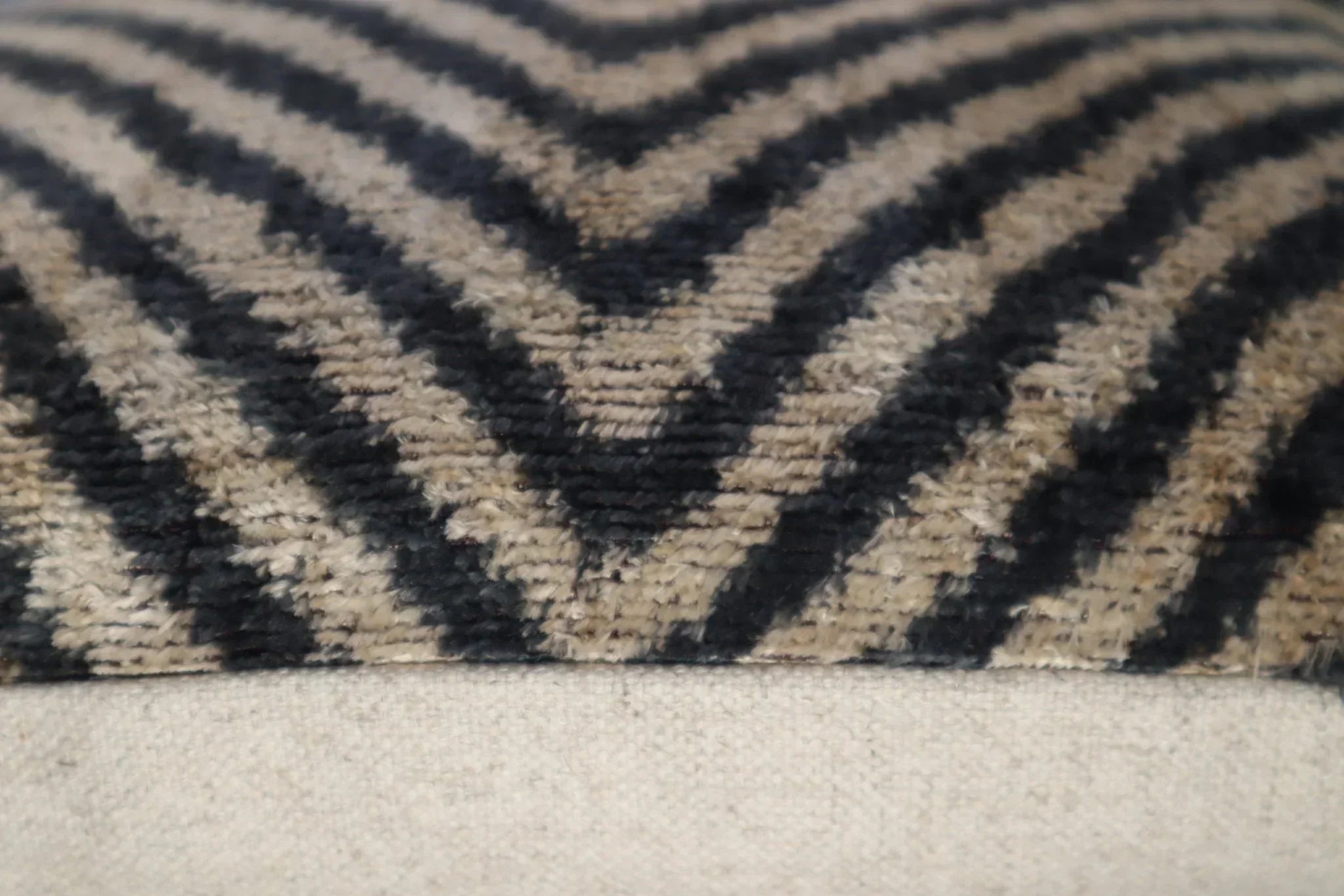 Canvello Decorative Black Ivory Chevron Throw Pillow Down Feather Filled - 16x16 in Canvello