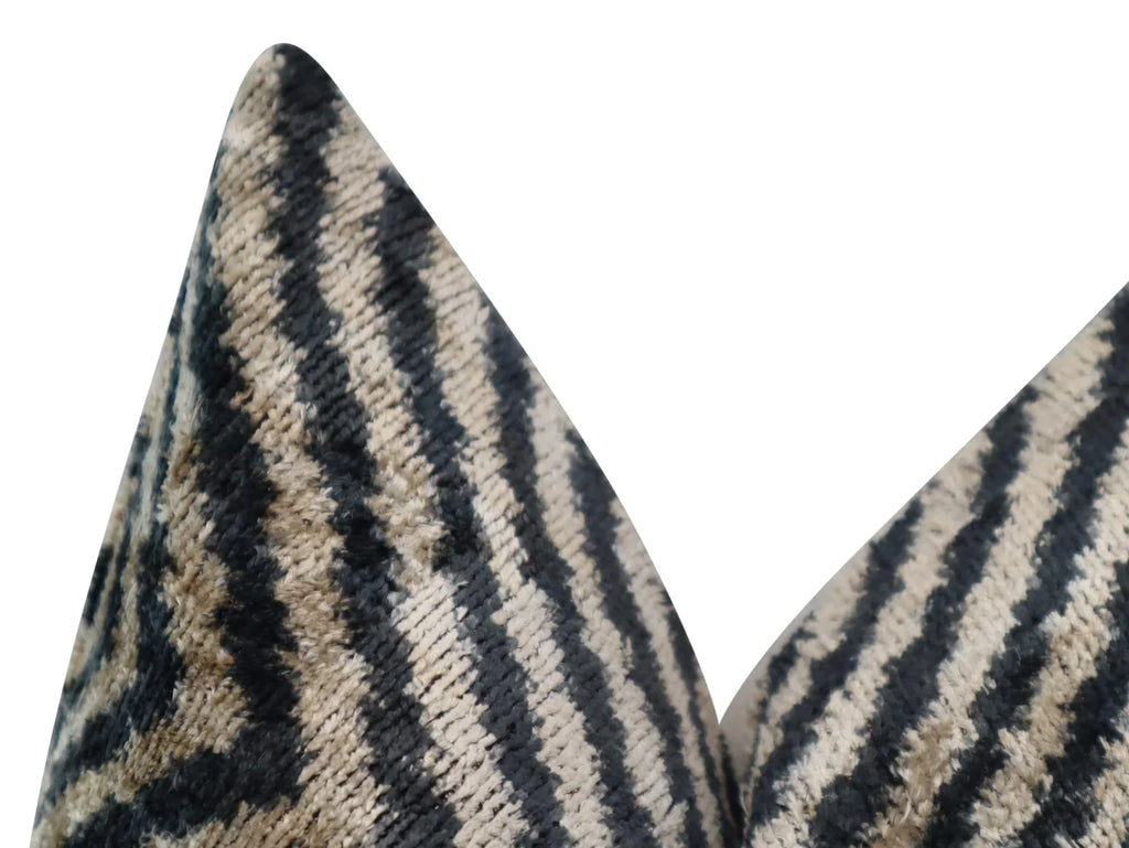 Canvello Decorative Black Ivory Chevron Throw Pillow Down Feather Filled - 16x16 in Canvello