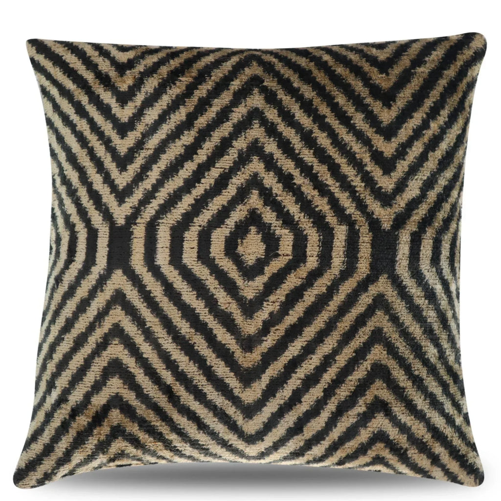 Canvello Decorative Black Ivory Chevron Throw Pillow Down Feather Filled - 16x16 in Canvello
