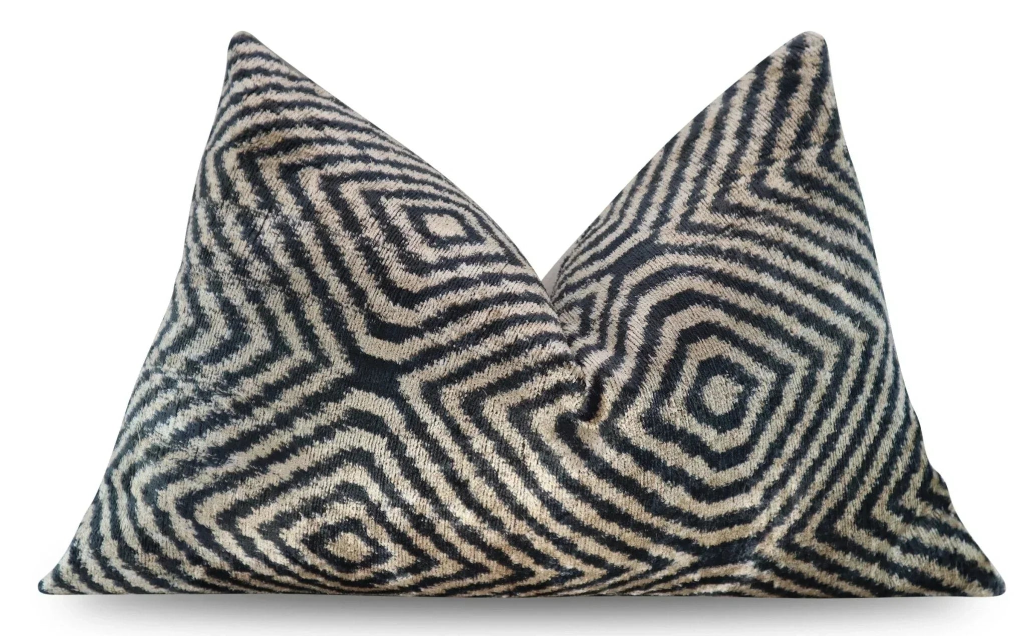 Canvello Decorative Black Ivory Chevron Throw Pillow Down Feather Filled - 16x24 in Canvello