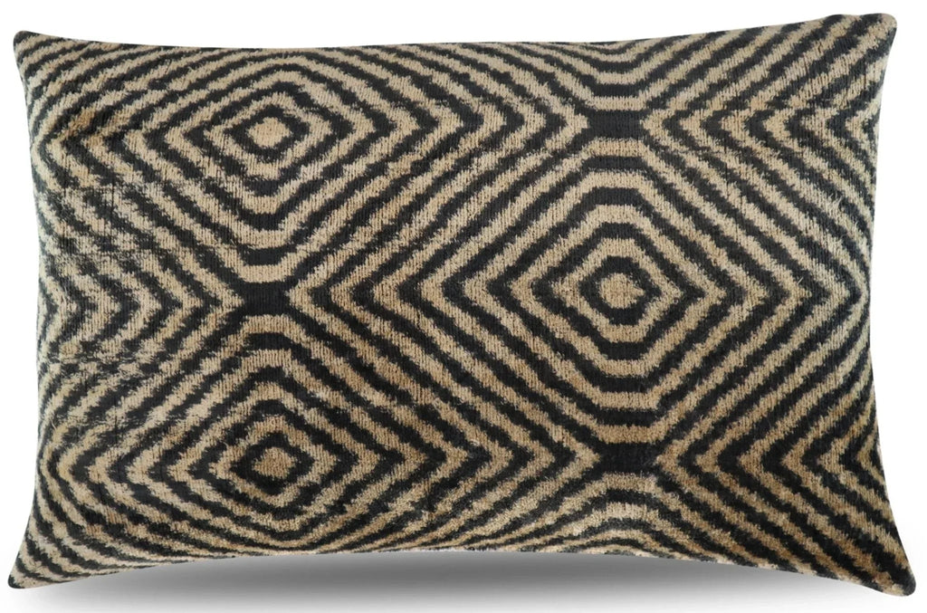 Canvello Decorative Black Ivory Chevron Throw Pillow Down Feather Filled - 16x24 in Canvello
