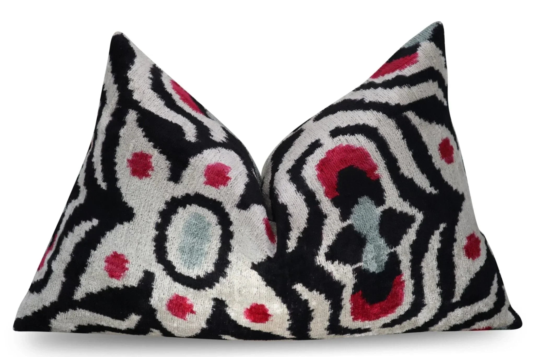 Canvello Decorative Black White Red Geometric Throw Pillow Down Feather Filled - 16x24 in, side view - House Of Avana