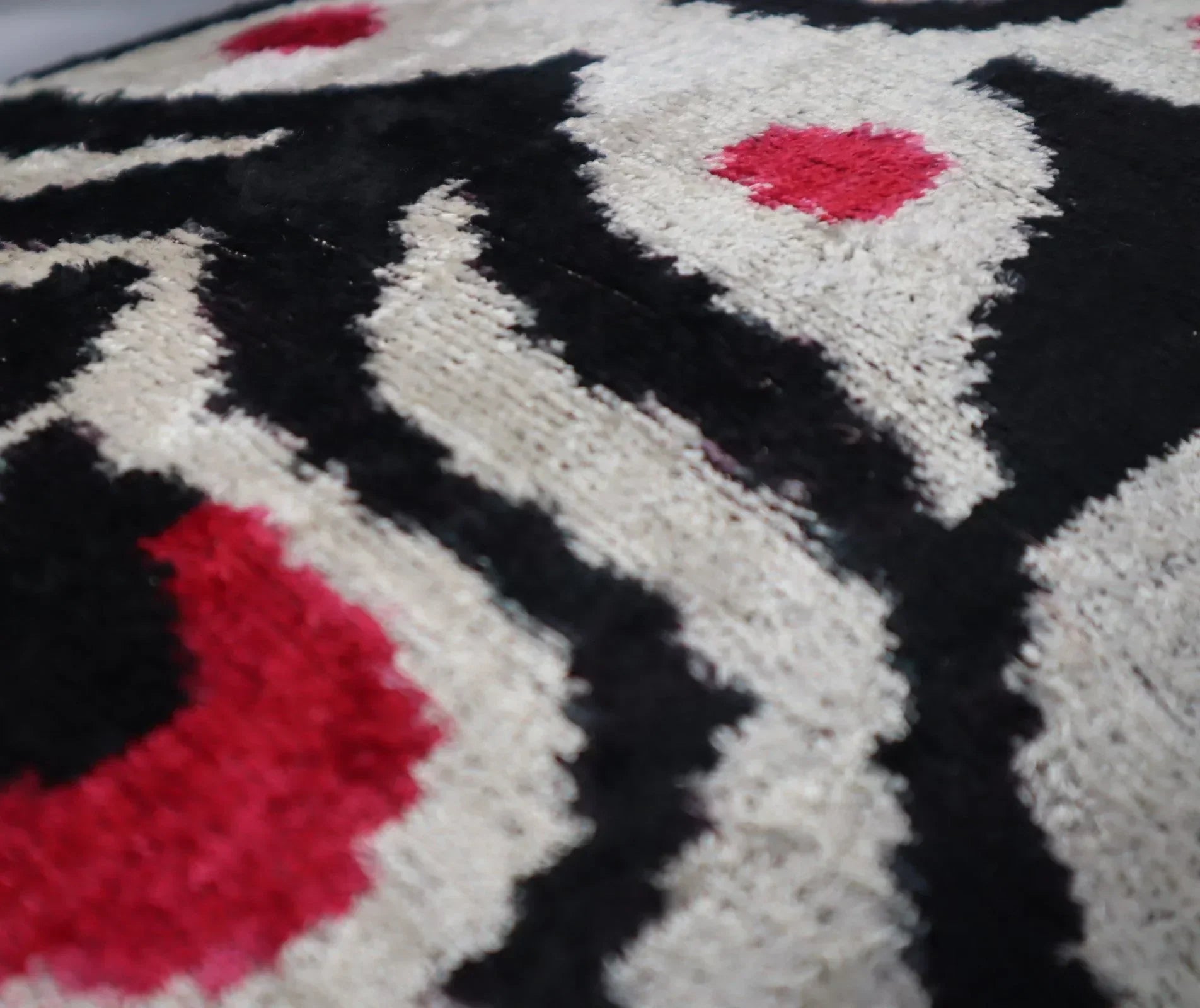 Canvello Decorative Black White Red Geometric Throw Pillow Down Feather Filled - 16x24 in, top view - House Of Avana