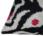 Canvello Decorative Black White Red Geometric Throw Pillow Down Feather Filled - 16x24 in, angled view - House Of Avana
