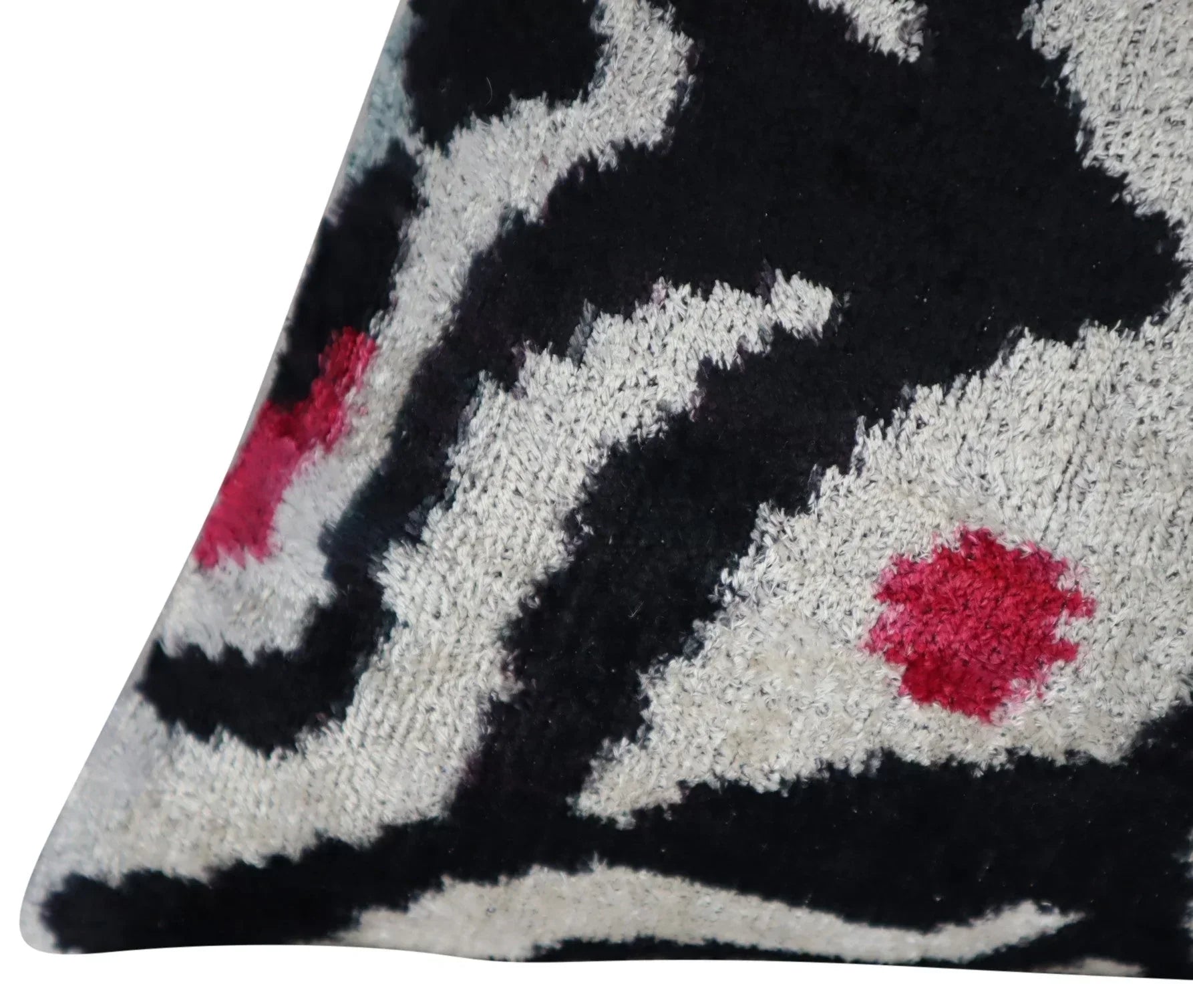 Canvello Decorative Black White Red Geometric Throw Pillow Down Feather Filled - 16x24 in, angled view - House Of Avana