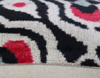 Canvello Decorative Black White Red Geometric Throw Pillow Down Feather Filled - 16x24 in, angled view - House Of Avana