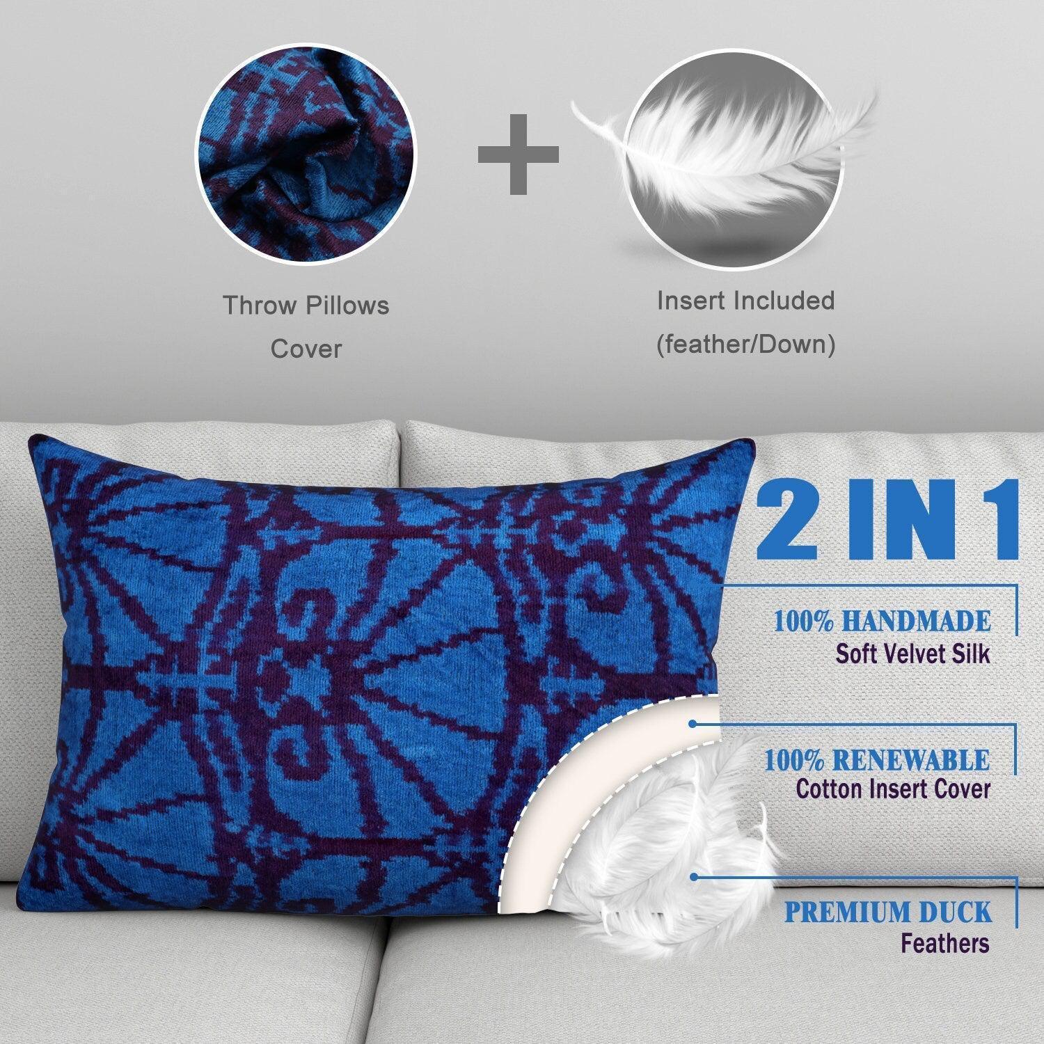 Canvello Decorative Blue Lumbar Throw Pillows for Couch - 16x24 in, lifestyle image - House Of Avana