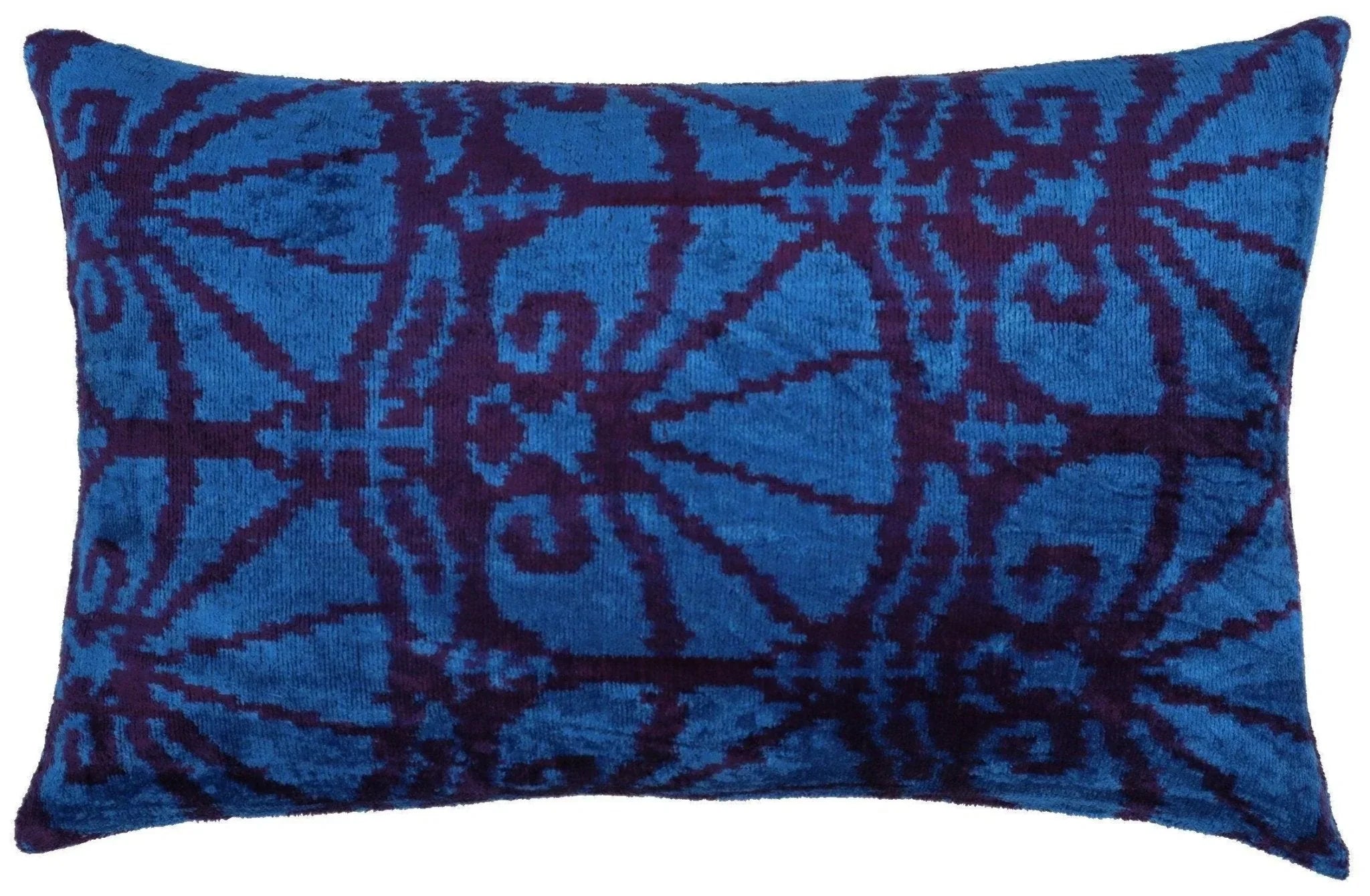 Canvello Decorative Blue Lumbar Throw Pillows for Couch - 16x24 in, front view - House Of Avana