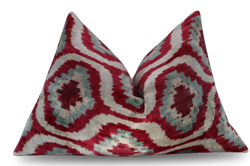 Canvello Decorative Gray Pink Geometric Throw Pillow Down Feather Filled - 16x24 in, detail shot - House Of Avana