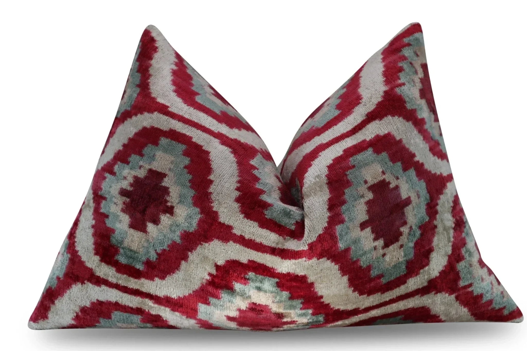 Canvello Decorative Gray Pink Geometric Throw Pillow Down Feather Filled - 16x24 in, detail shot - House Of Avana