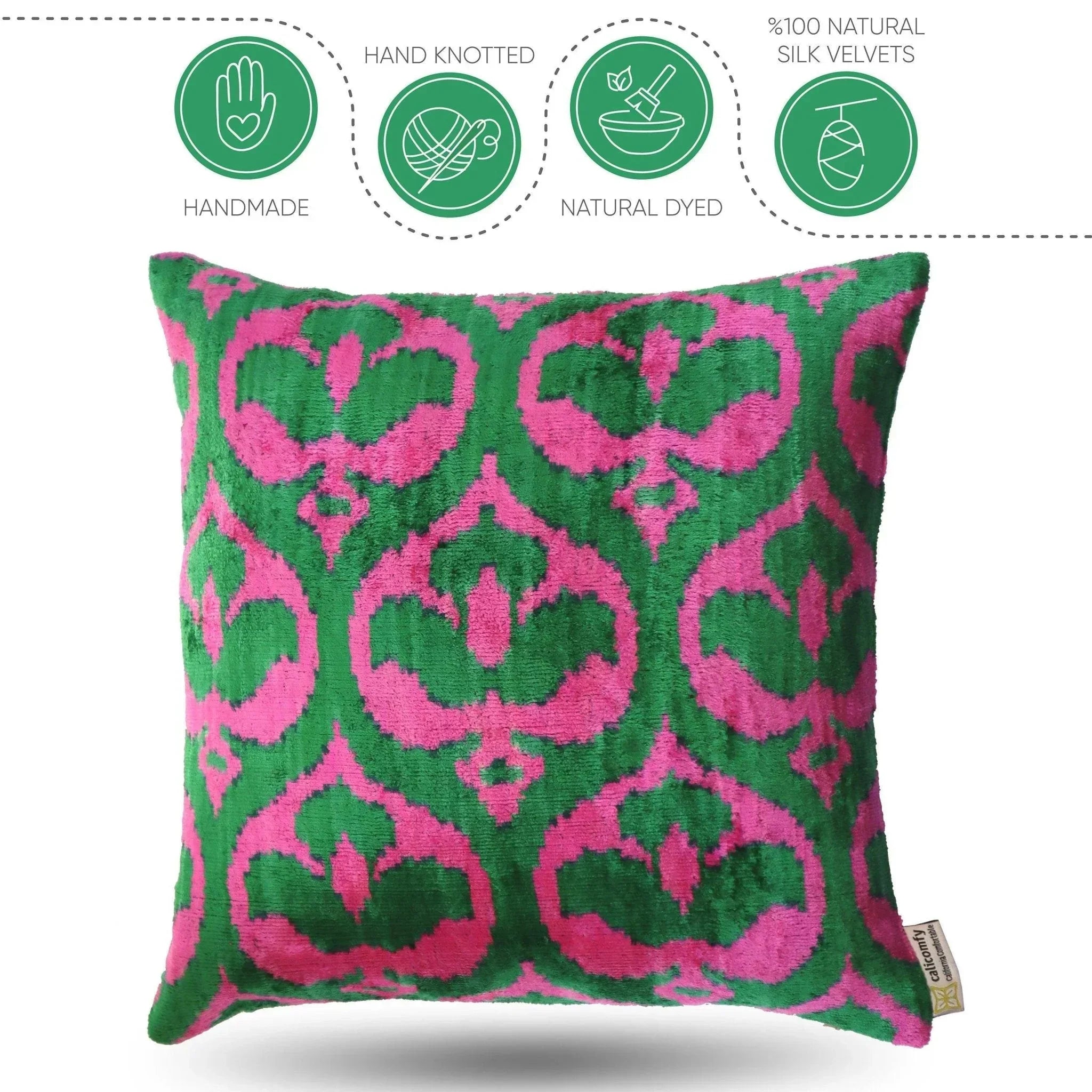 Canvello Decorative Green Pink Pillows For Couch with Down Insert - 18x18 in Canvello