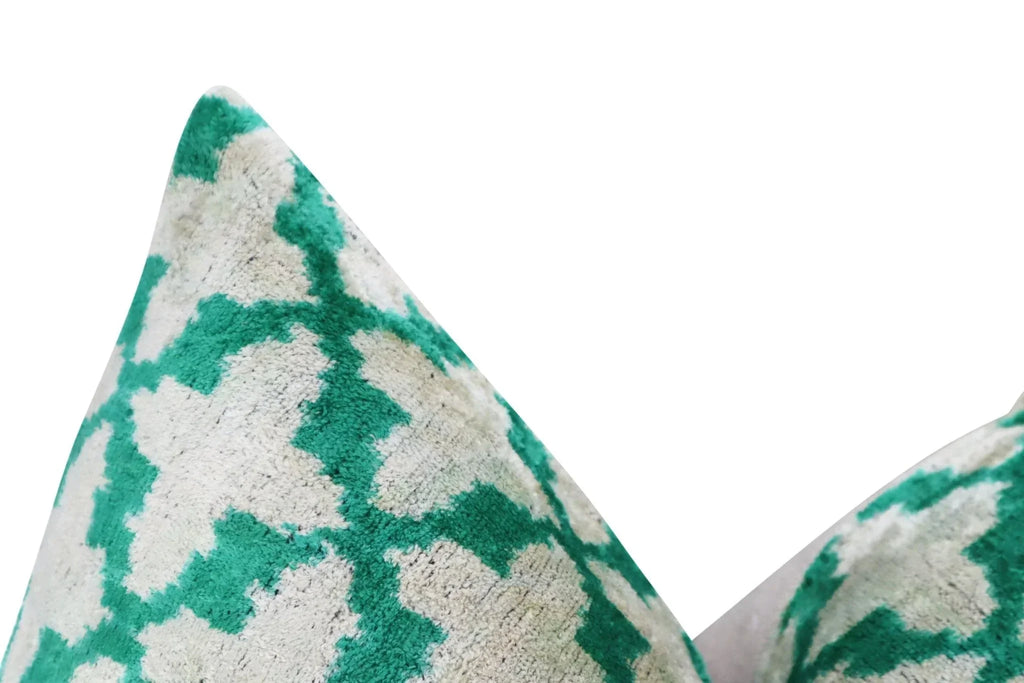 Canvello Decorative Green Throw Pillow Down Filled - 16x24 in, close-up view - House Of Avana