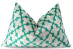 Canvello Decorative Green Throw Pillow Down Filled - 16x24 in, side view - House Of Avana