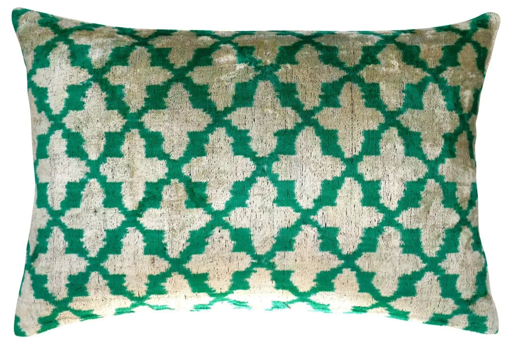 Canvello Decorative Green Throw Pillow Down Filled - 16x24 in, front view - House Of Avana