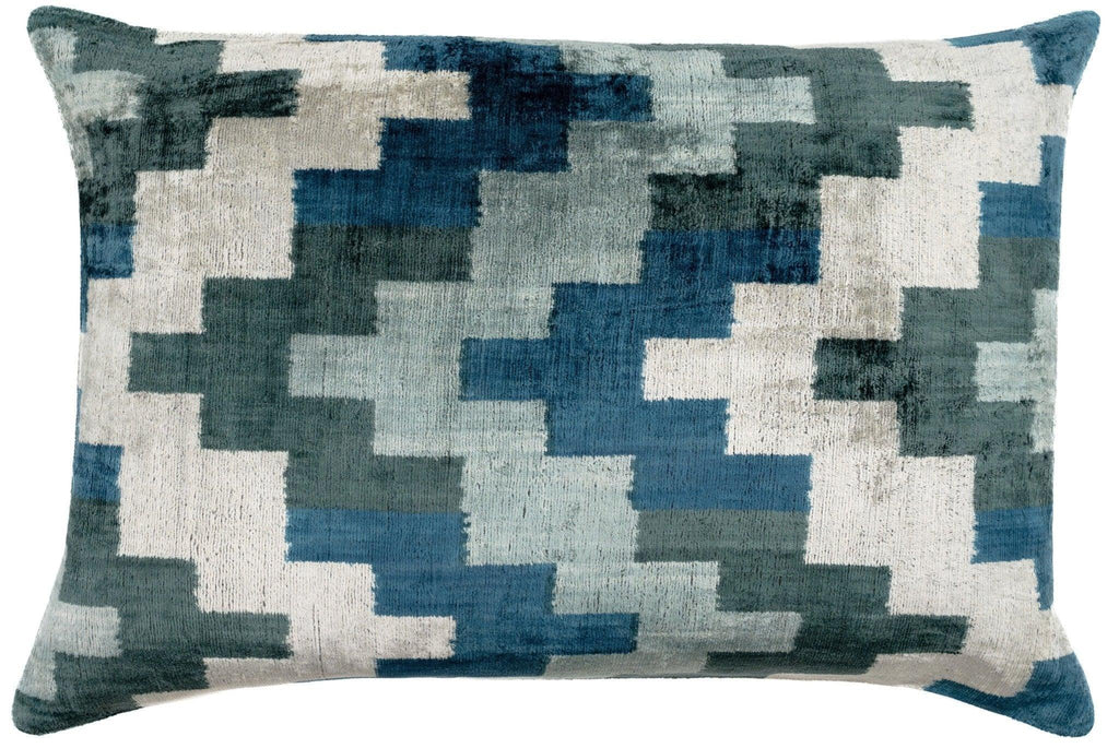 Canvello Decorative Navy Blue Gray Throw Pillow Down Filled - 16x24 in Canvello