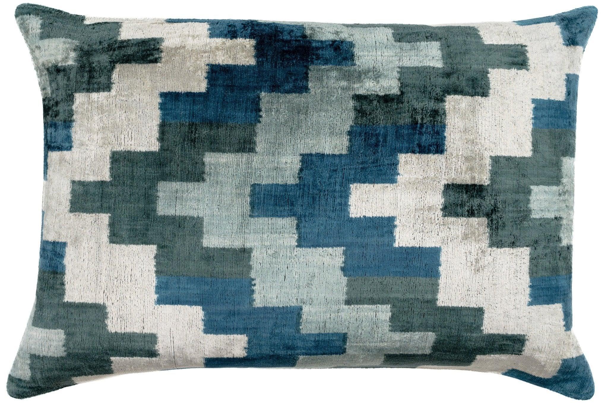 Canvello Decorative Navy Blue Gray Throw Pillow Down Filled - 16x24 in Canvello