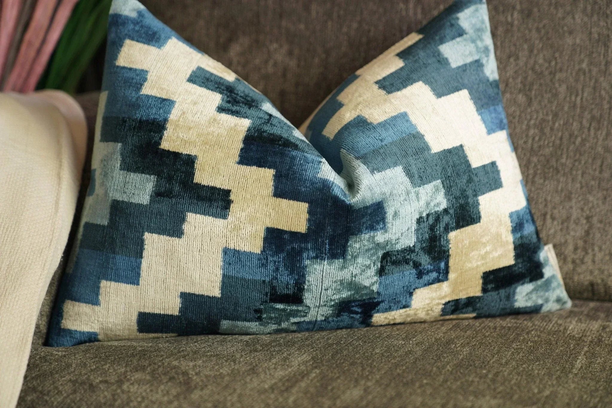 Canvello Decorative Navy Blue Throw Pillow Down Filled - 16x24 in Canvello