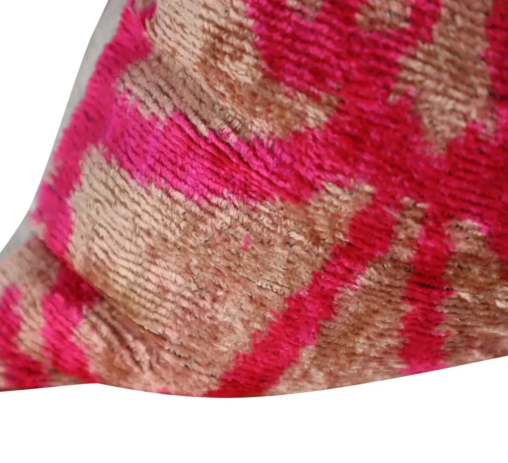 Canvello Decorative Pink Beige Geometric Throw Pillow Down Feather Filled - 16x16 in, close-up view - House Of Avana