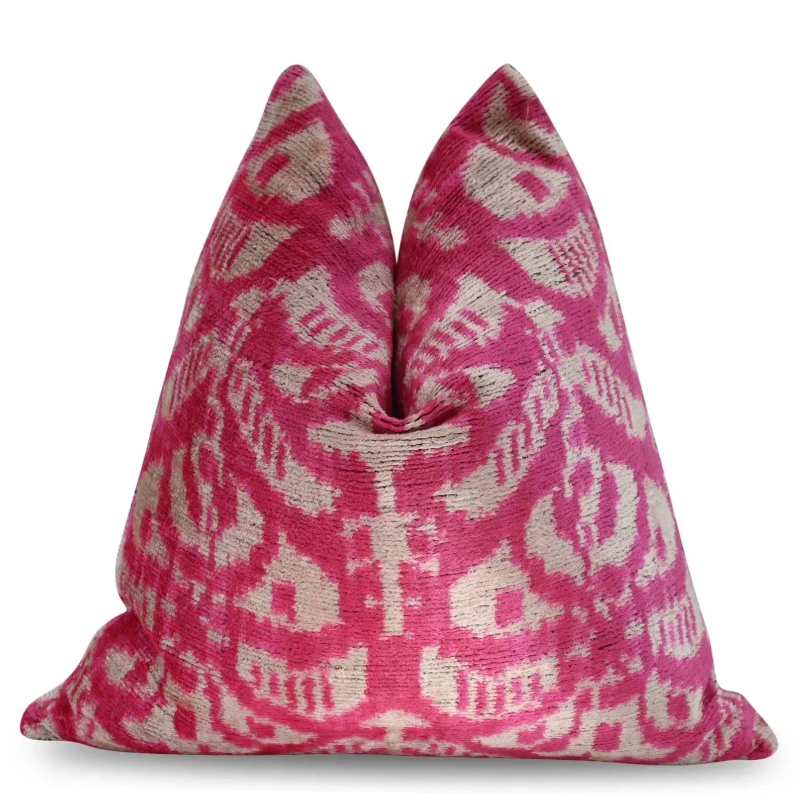 Canvello Decorative Pink Beige Geometric Throw Pillow Down Feather Filled - 16x16 in Canvello
