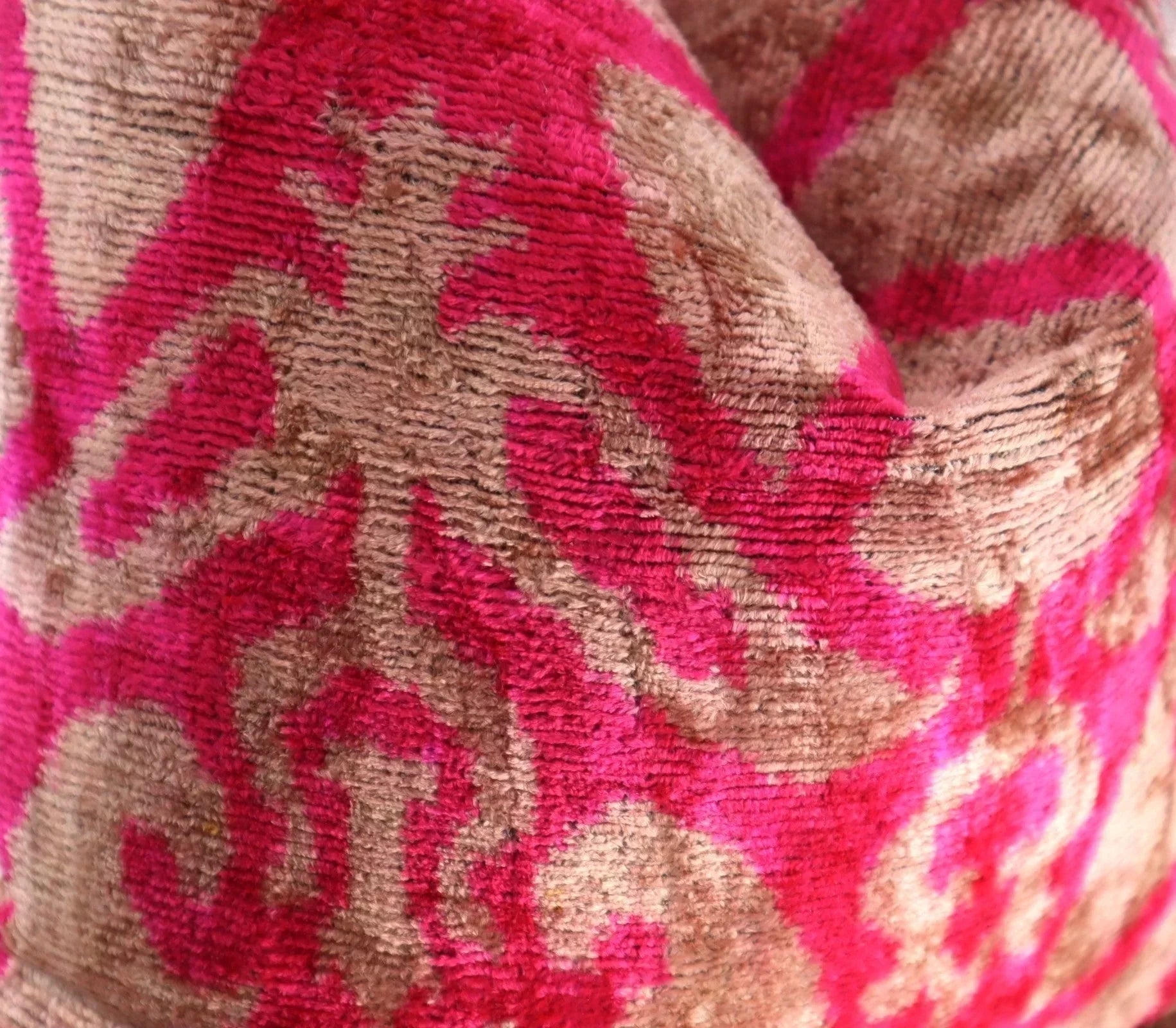 Canvello Decorative Pink Beige Geometric Throw Pillow Down Feather Filled - 16x16 in, top view - House Of Avana