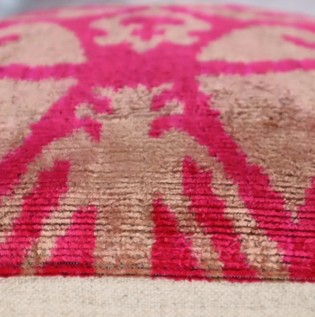 Canvello Decorative Pink Beige Geometric Throw Pillow Down Feather Filled - 16x16 in, angled view - House Of Avana