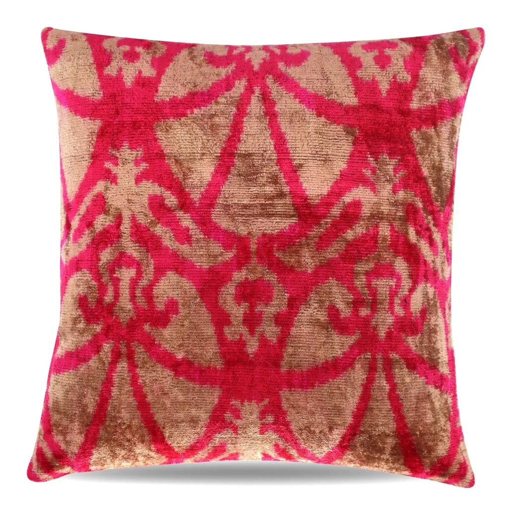 Canvello Decorative Pink Beige Geometric Throw Pillow Down Feather Filled - 16x16 in, front view - House Of Avana