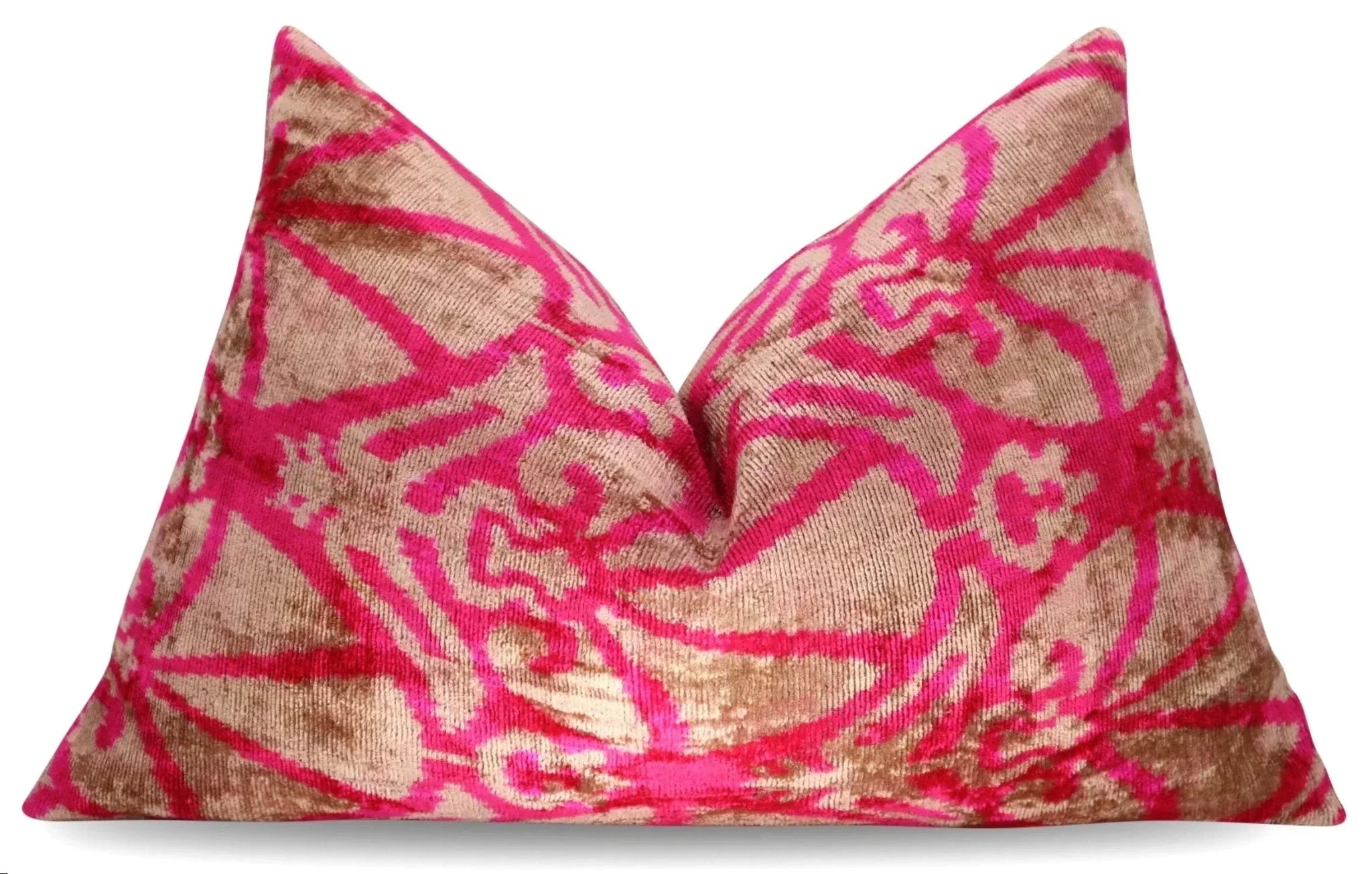 Canvello Decorative Pink Beige Geometric Throw Pillow Down Feather Filled - 16x24 in Canvello
