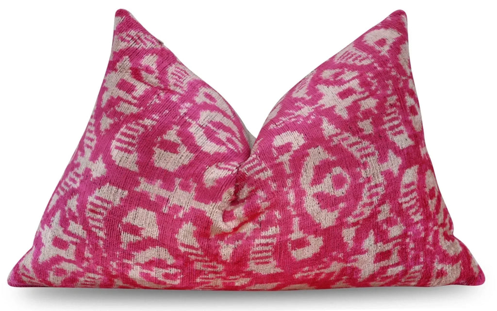 Canvello Decorative Pink Beige Geometric Throw Pillow Down Feather Filled - 16x24 in Canvello