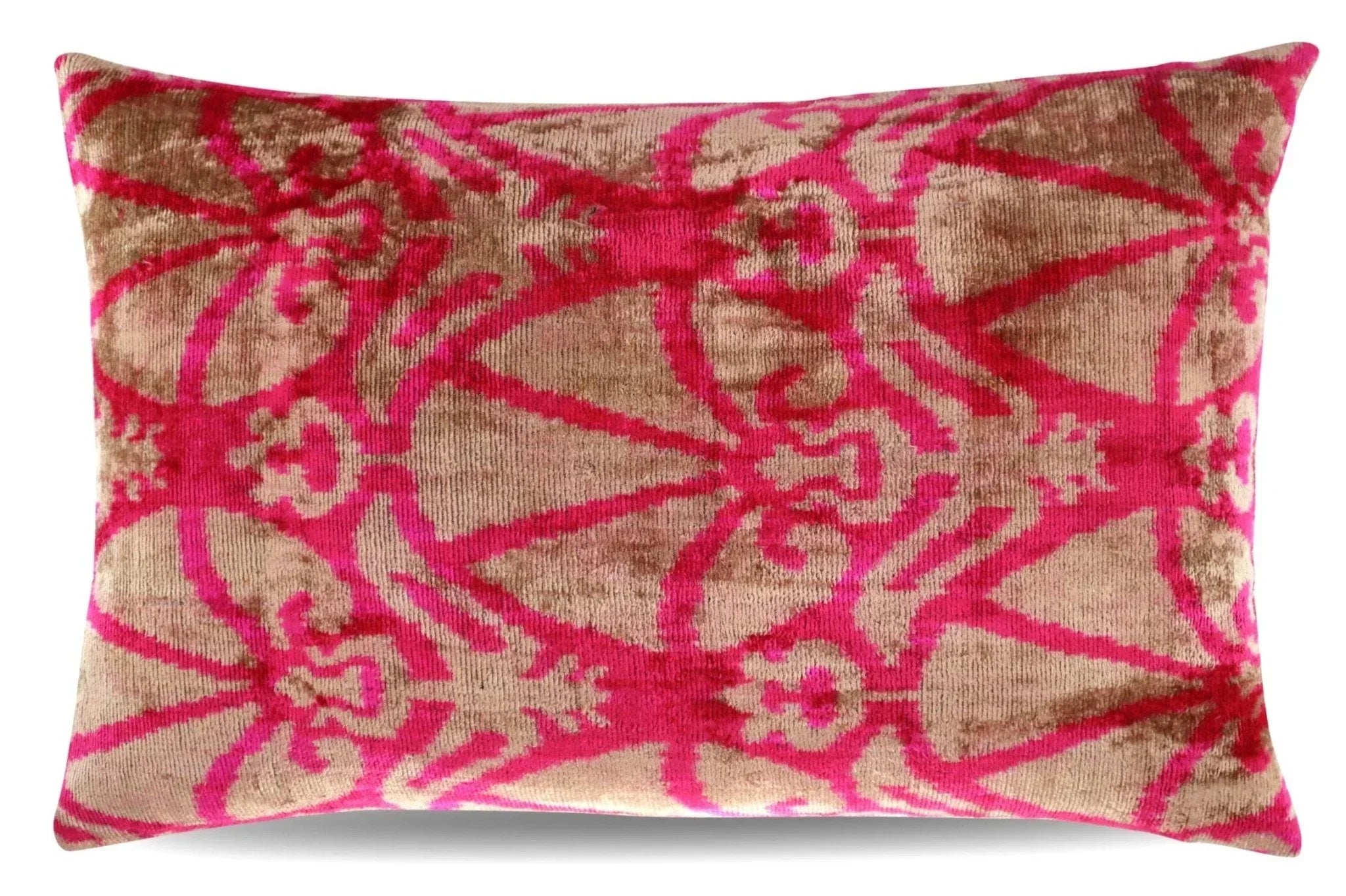 Canvello Decorative Pink Beige Geometric Throw Pillow Down Feather Filled - 16x24 in Canvello