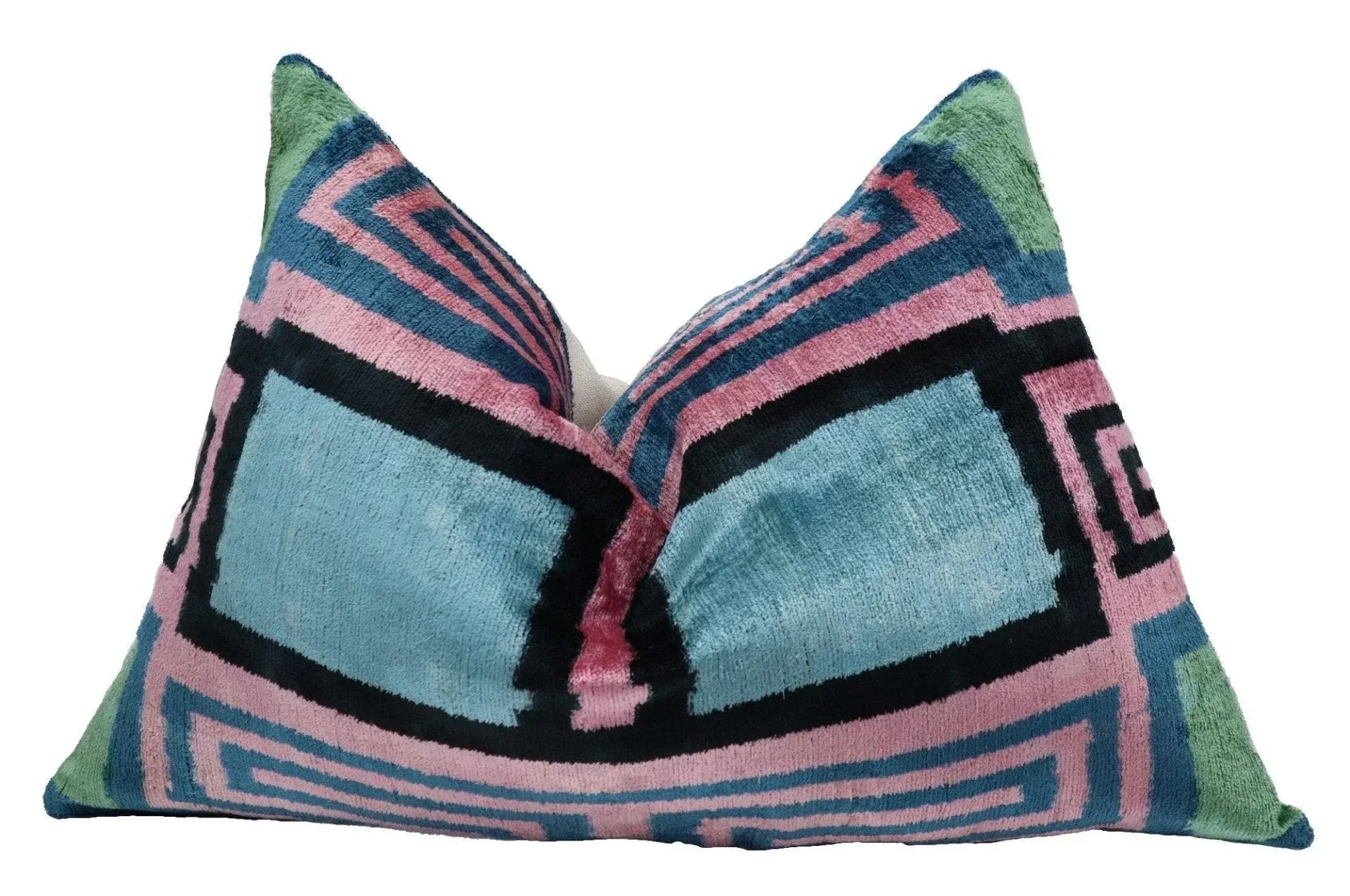 Canvello Decorative Pink Blue Lumbar Throw Pillow Down Filled - 16x24 in Canvello