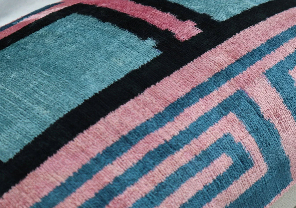 Canvello Decorative Pink Blue Lumbar Throw Pillow Down Filled - 16x24 in Canvello