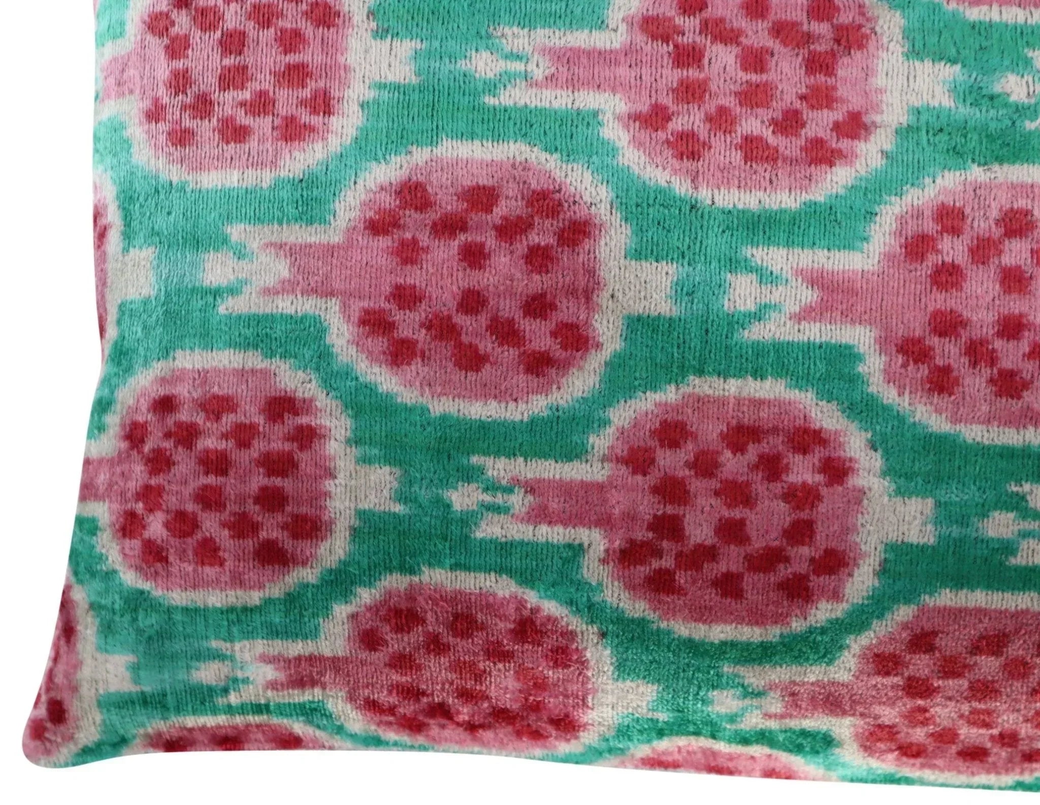 Canvello Decorative Pink Green Pomegranate Pattern Geometric Throw Pillow Down Feather Filled - 16x24 in Canvello