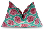 Canvello Decorative Pink Green Pomegranate Pattern Geometric Throw Pillow Down Feather Filled - 16x24 in Canvello