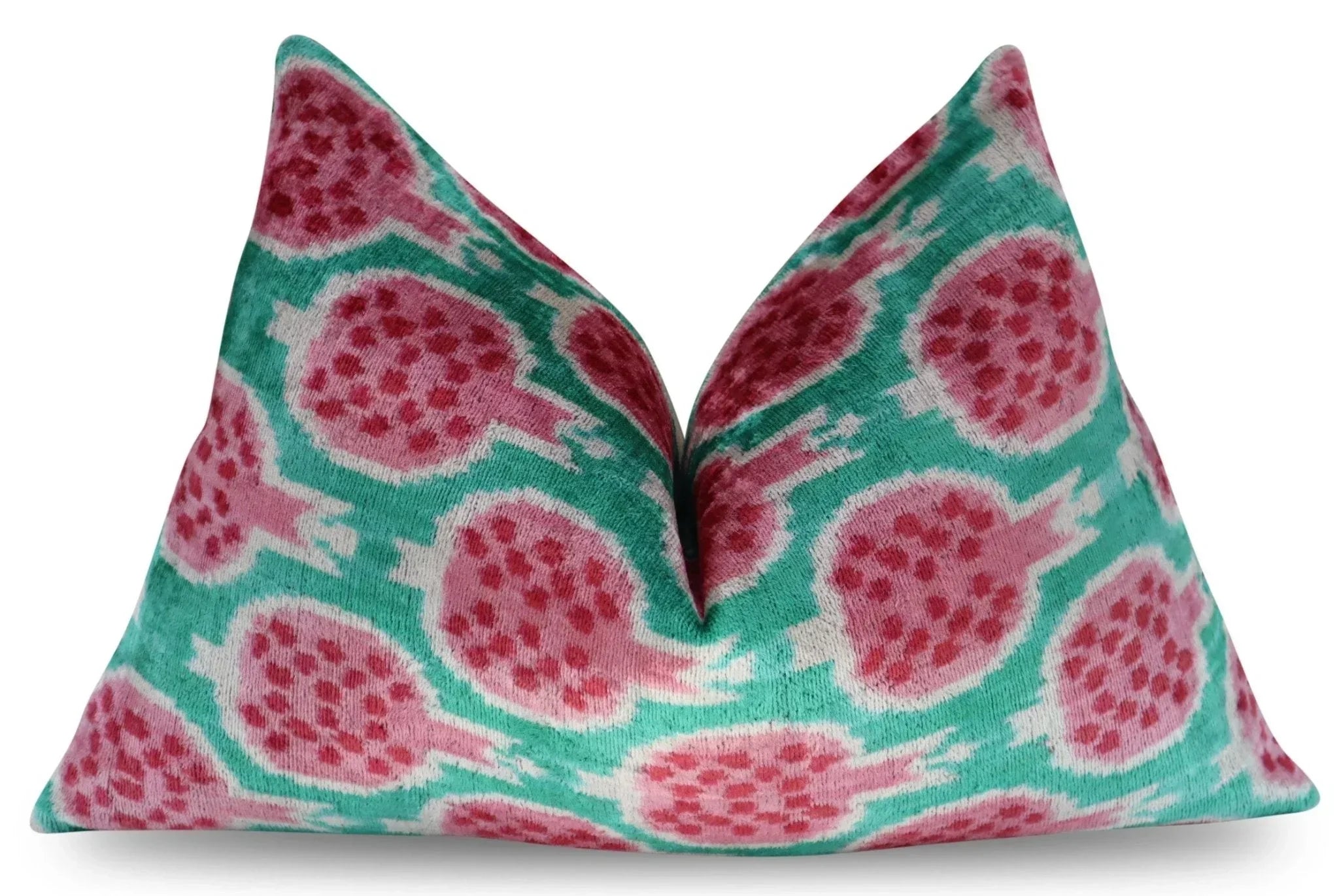 Canvello Decorative Pink Green Pomegranate Pattern Geometric Throw Pillow Down Feather Filled - 16x24 in Canvello