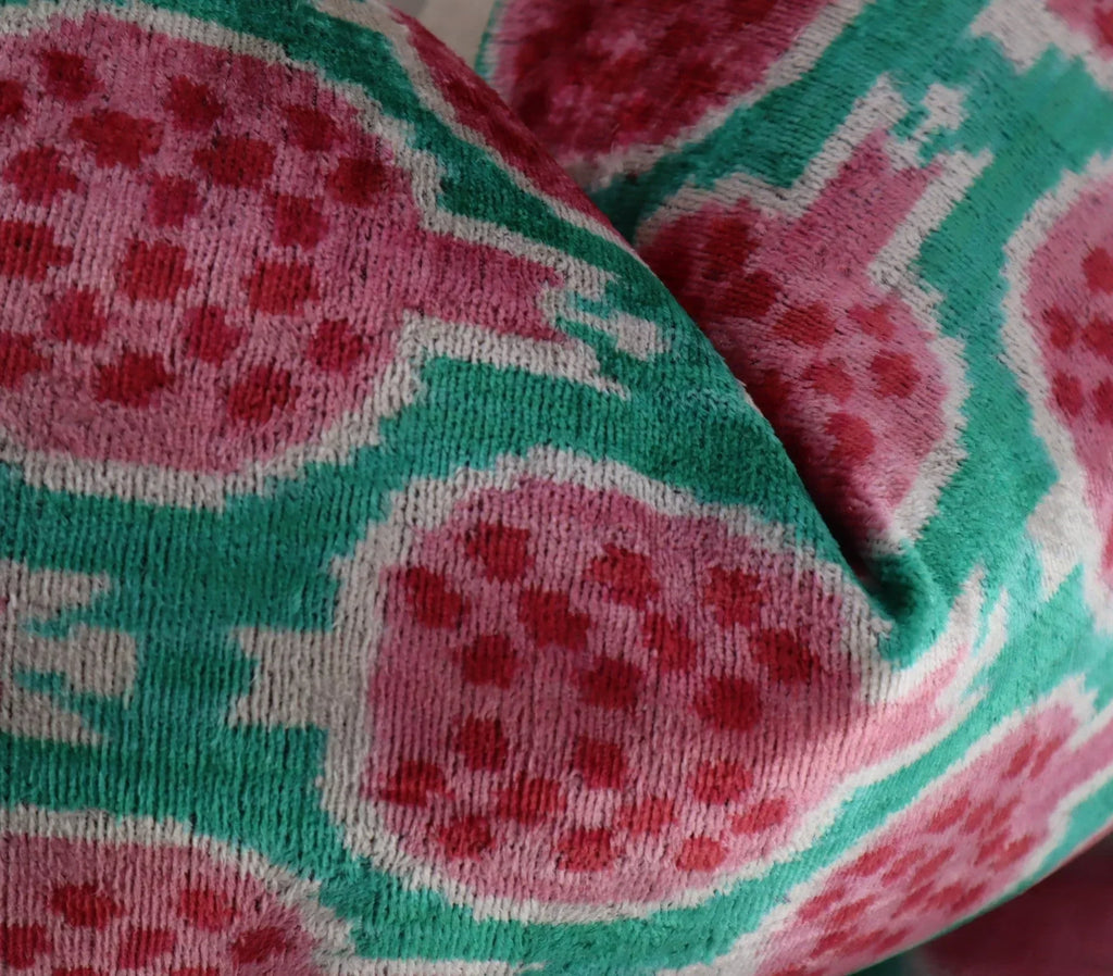 Canvello Decorative Pink Green Pomegranate Pattern Geometric Throw Pillow Down Feather Filled - 16x24 in Canvello