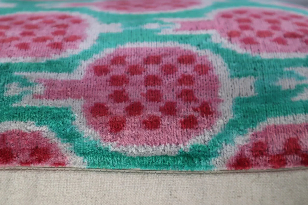 Canvello Decorative Pink Green Pomegranate Pattern Geometric Throw Pillow Down Feather Filled - 16x24 in Canvello