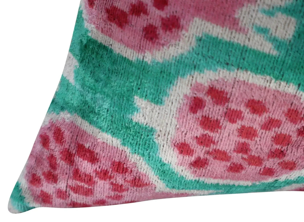 Canvello Decorative Pink Green Pomegranate Pattern Geometric Throw Pillow Down Feather Filled - 16x24 in Canvello