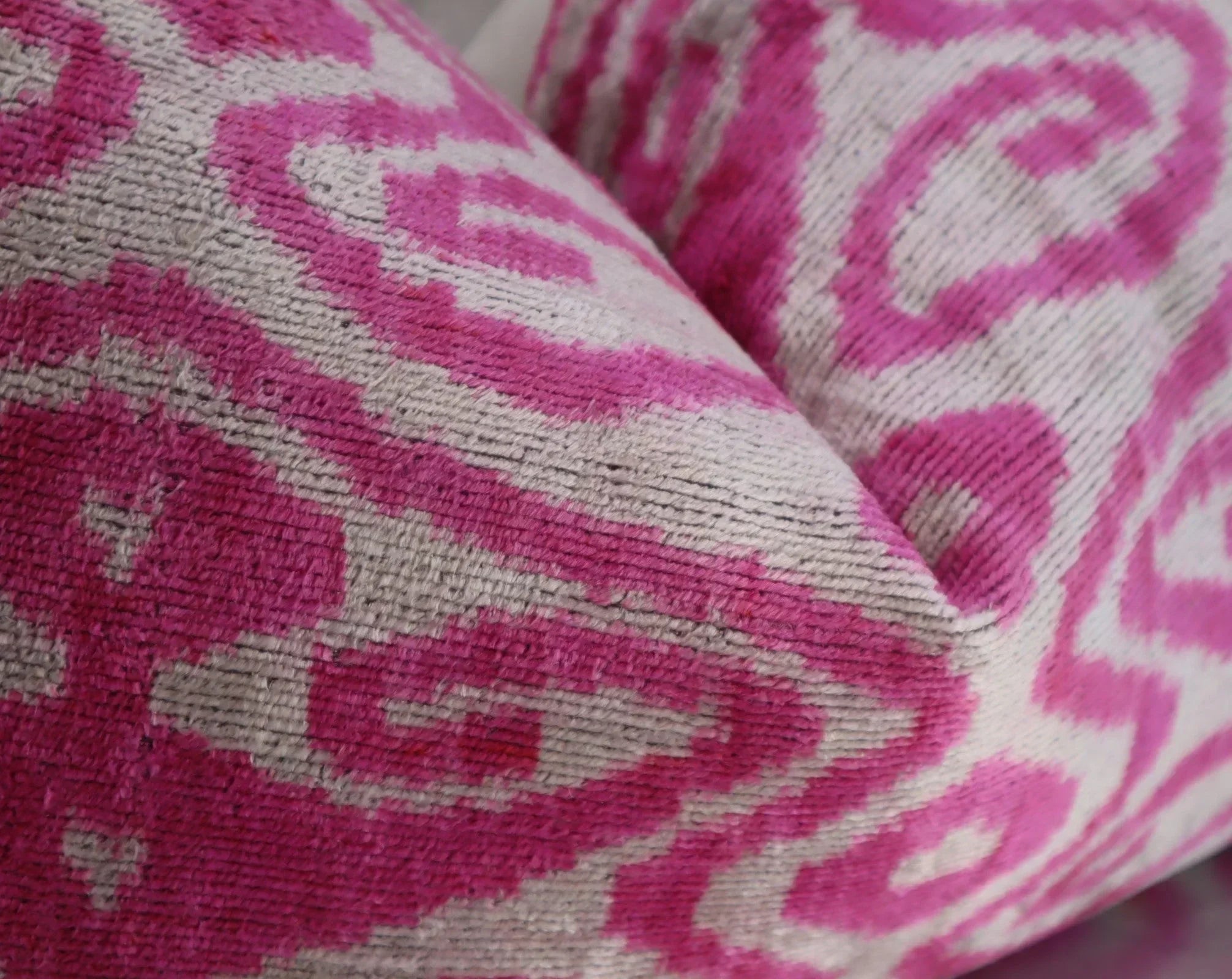 Canvello Decorative Pink Purple Geometric Throw Pillow Down Feather Filled - 16x24 in, close-up view - House Of Avana