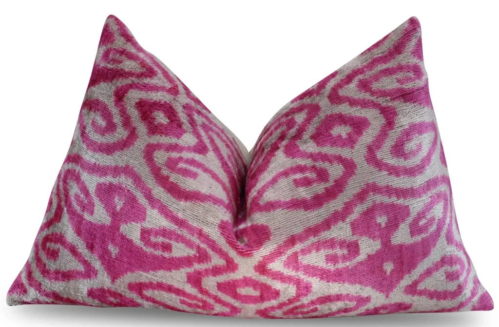Canvello Decorative Pink Purple Geometric Throw Pillow Down Feather Filled - 16x24 in, lifestyle image - House Of Avana